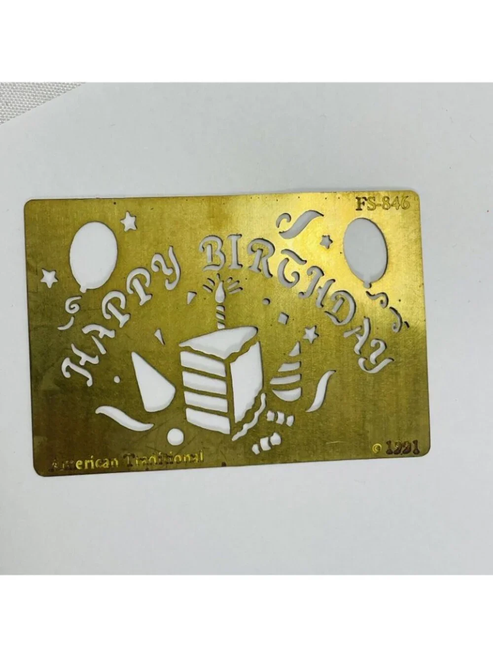 Solid Brass Template Stencil  American Traditional Happy Birthday US Vintage